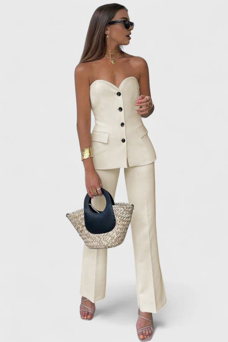 Conjunto Paesha · Dos piezas sin mangas y pierna ancha