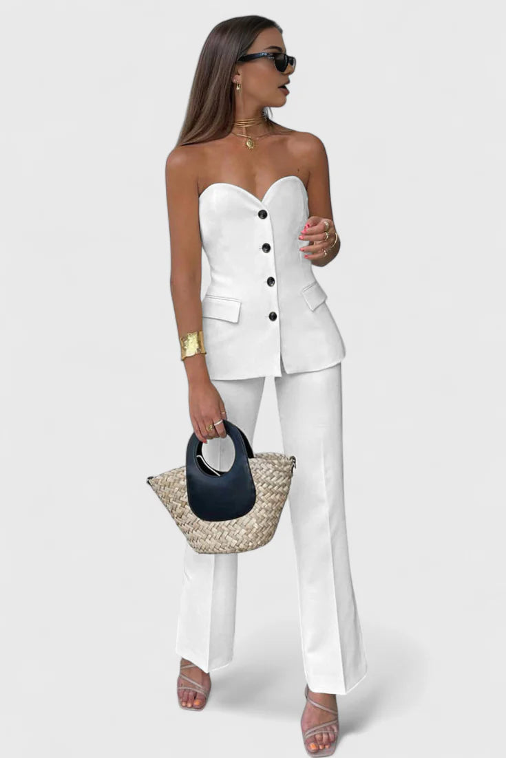 Conjunto Paesha · Dos piezas sin mangas y pierna ancha