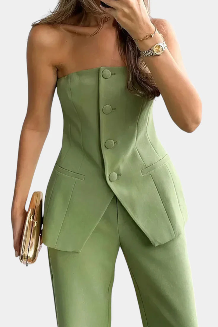 Conjunto Ekaterina · Minimalismo con top tubo y pantalón amplio