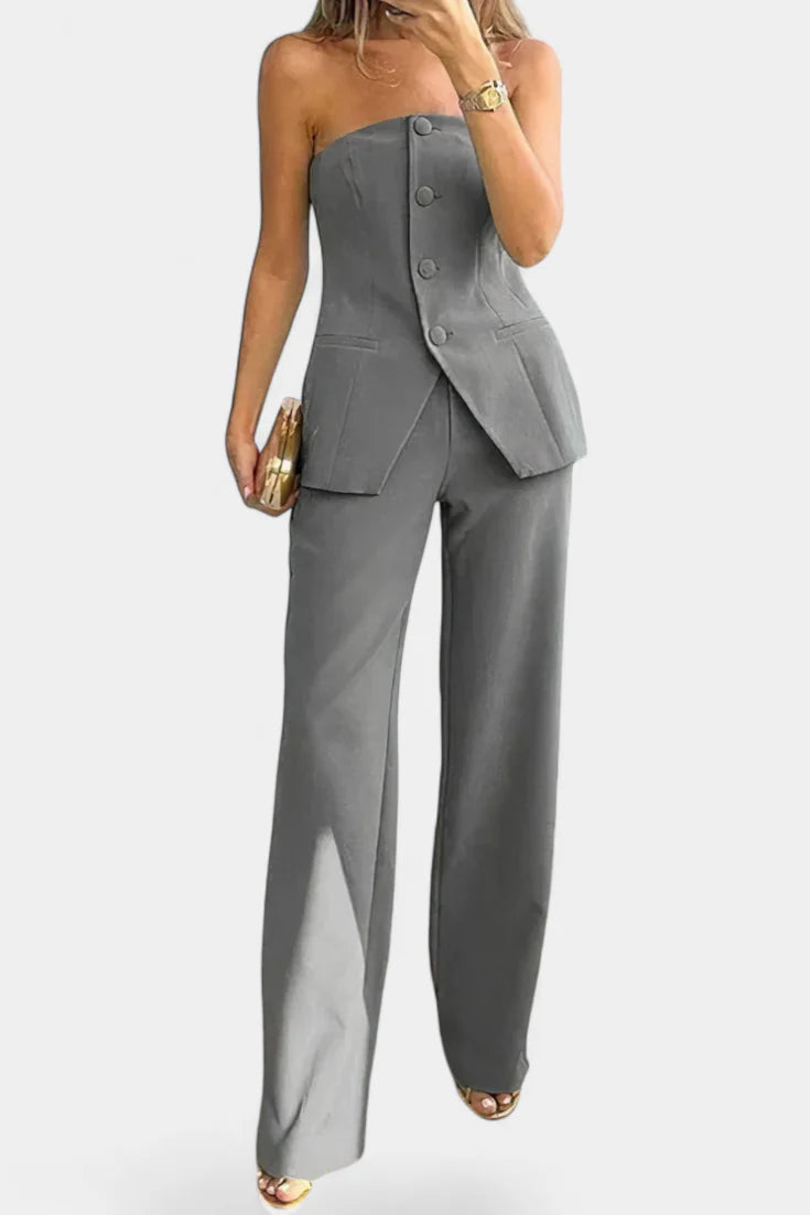 Conjunto Ekaterina · Minimalismo con top tubo y pantalón amplio