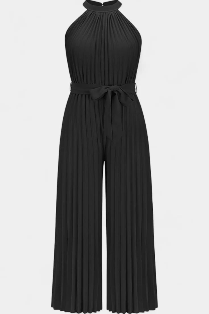 Mono Patrizia · Palazzo plisado con cuello halter (favorecedor y sofisticado)