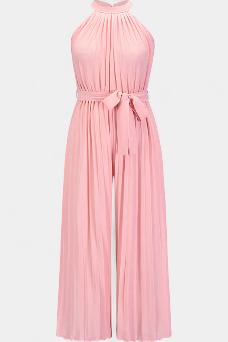 Mono Patrizia · Palazzo plisado con cuello halter (favorecedor y sofisticado)