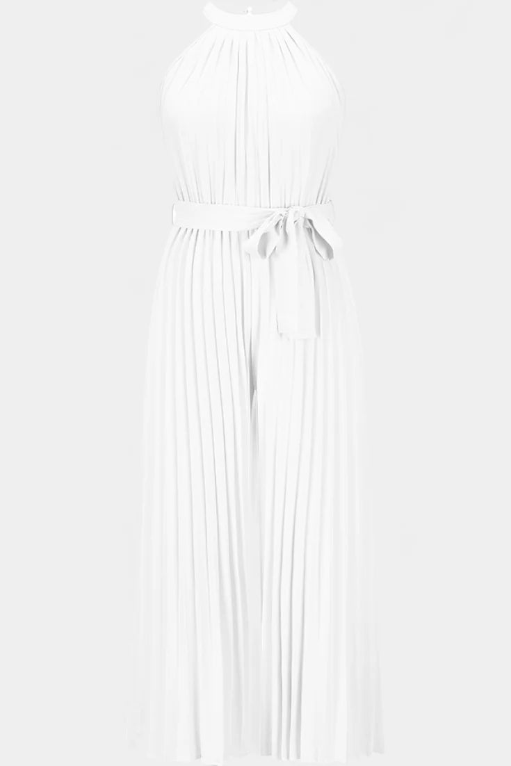 Mono Patrizia · Palazzo plisado con cuello halter (favorecedor y sofisticado)