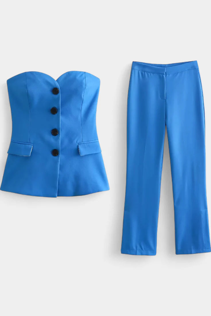 Conjunto Paesha · Dos piezas sin mangas y pierna ancha