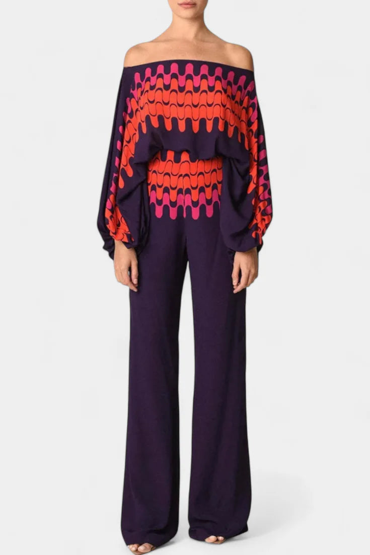 Conjunto Sybella · Estilo boho con hombros descubiertos y pantalones amplios