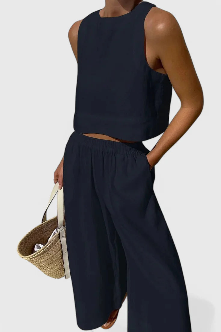 Conjunto Avelina · Minimalista en algodón y lino ligero