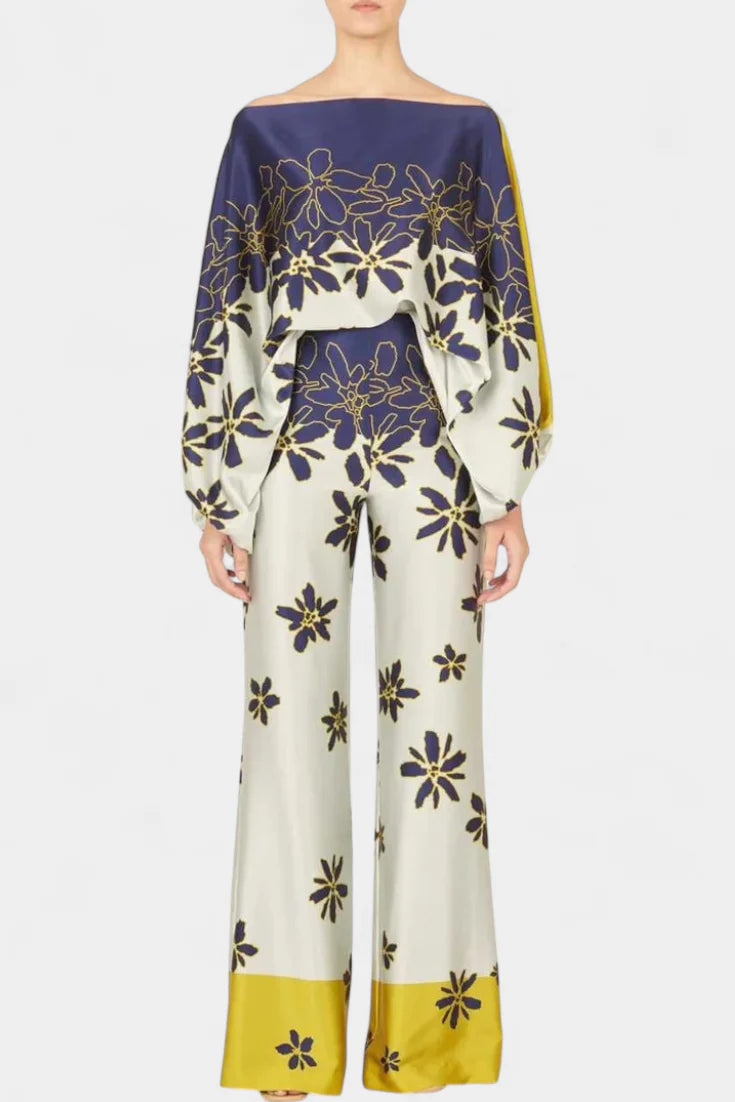 Conjunto Sybella · Estilo boho con hombros descubiertos y pantalones amplios