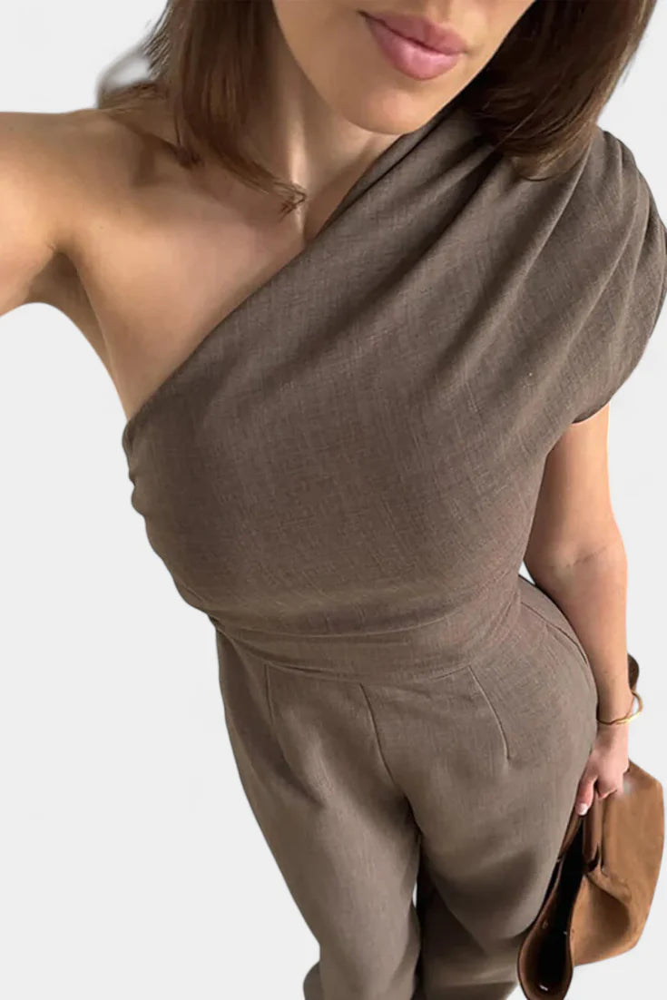 Mono Maneira · Elegante de un hombro con frunces