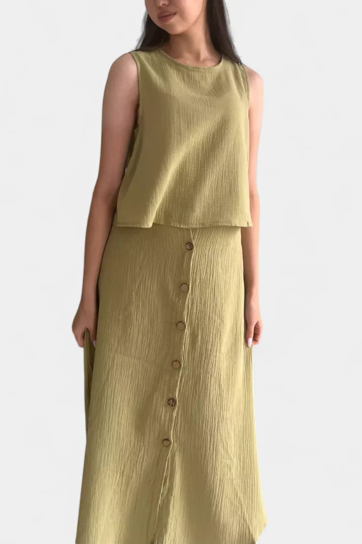 Conjunto Naha · Algodón con chaleco y botones frontales