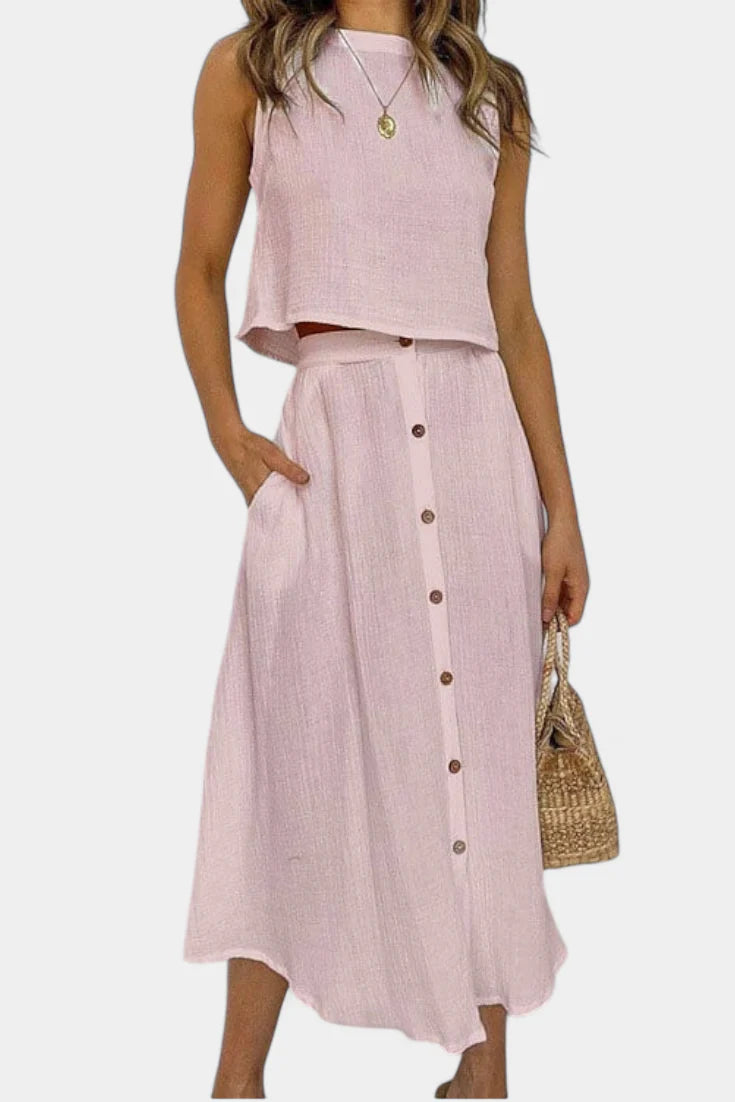 Conjunto Naha · Algodón con chaleco y botones frontales