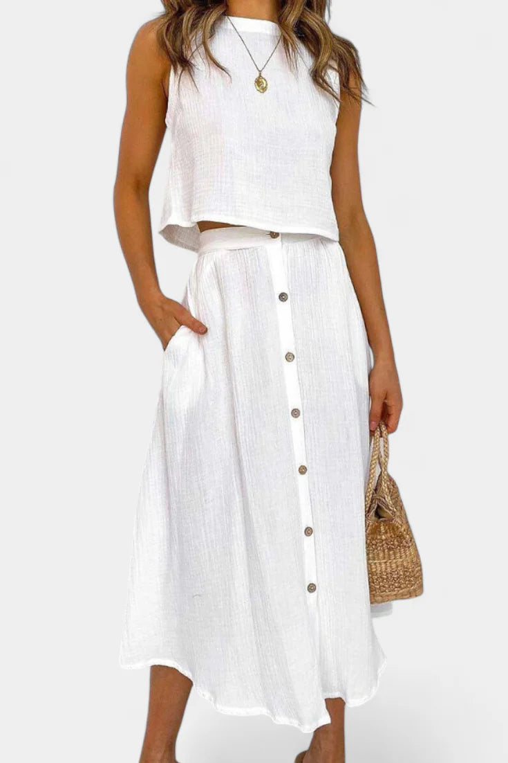 Conjunto Naha · Algodón con chaleco y botones frontales