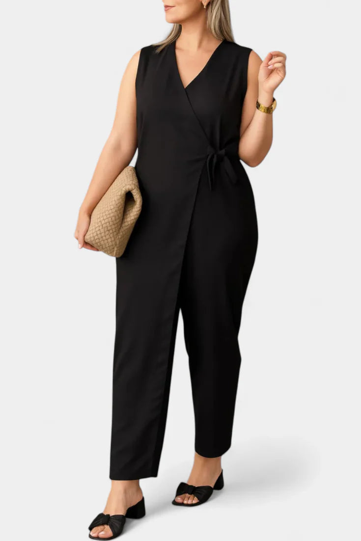 Mono Zoe · Elegante con escote en V y cinturón ajustable